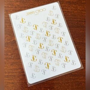 Jimmy Choo White Playing Card with Gold and Silver Logo Pattern